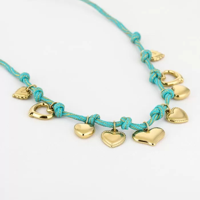 Touw hartjes bedelketting