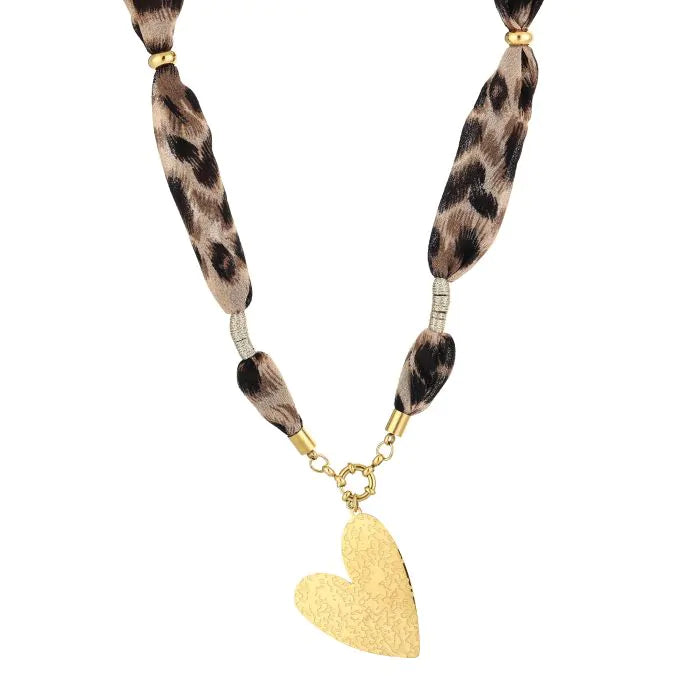 Stoffen panterprint ketting