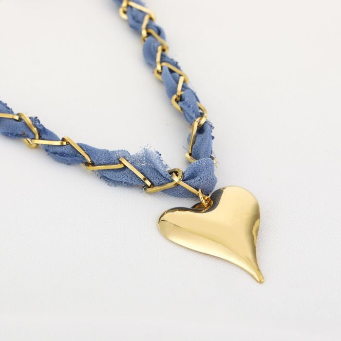 Stoffen ketting heart