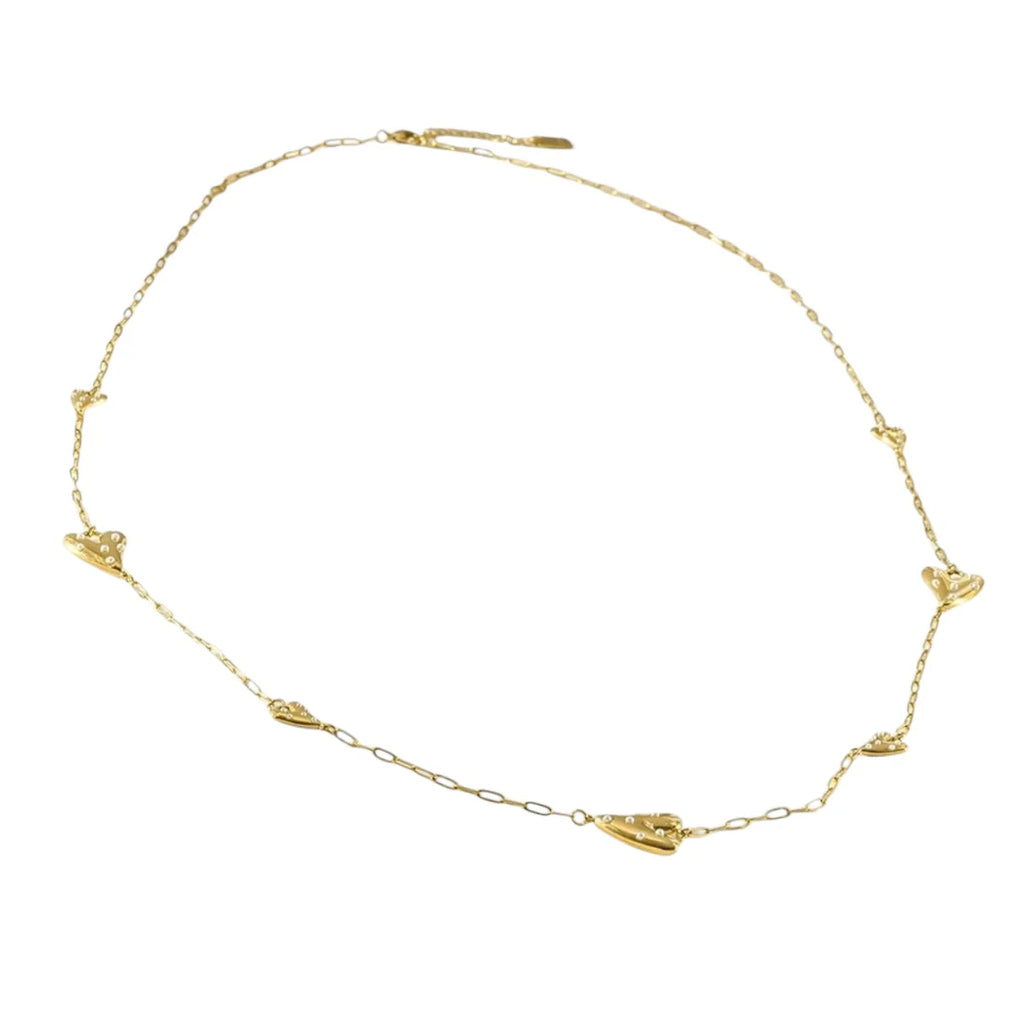 Lange ketting hearts & pearls