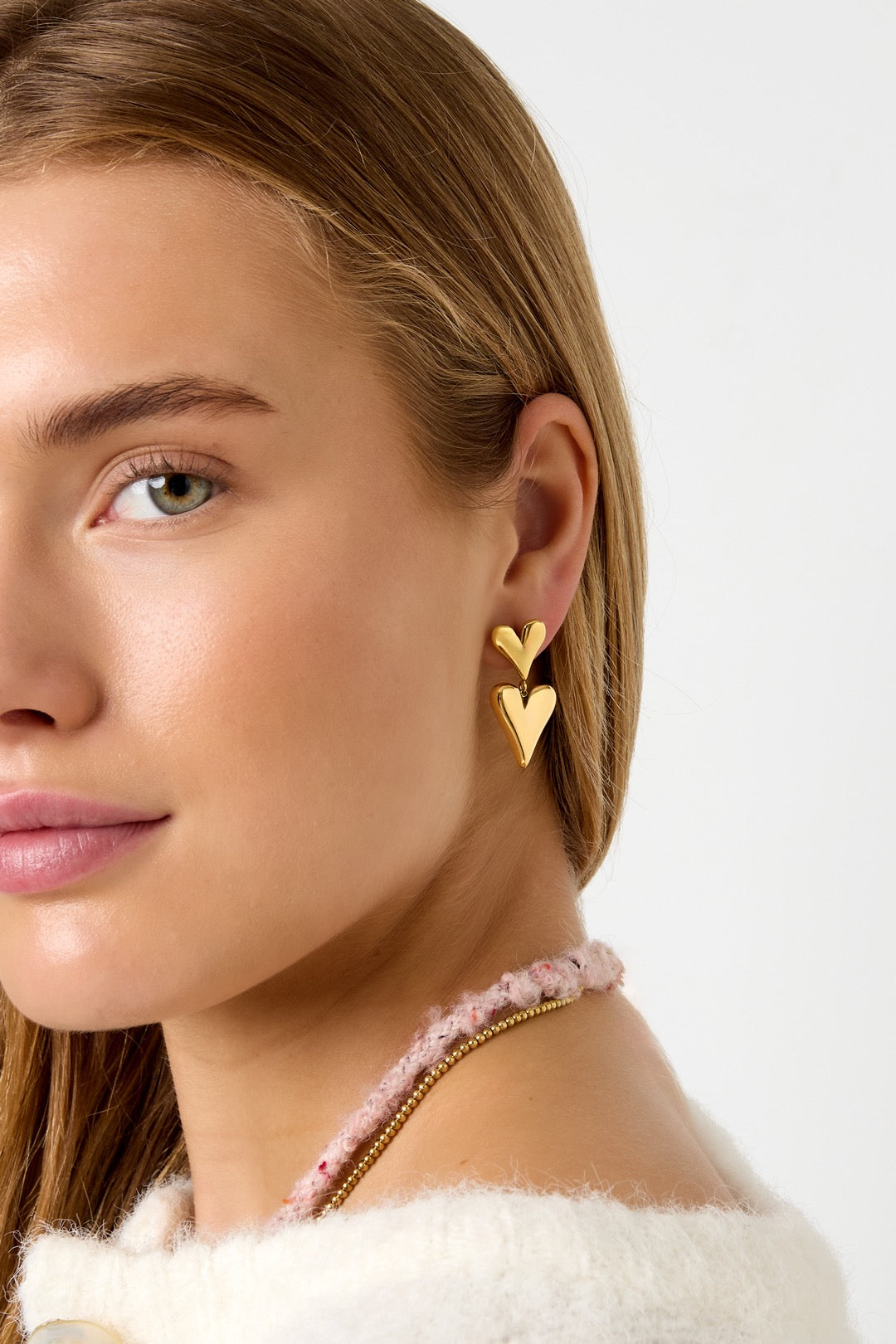 Double hearts oorbellen