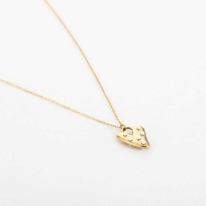 Small pearly heart ketting