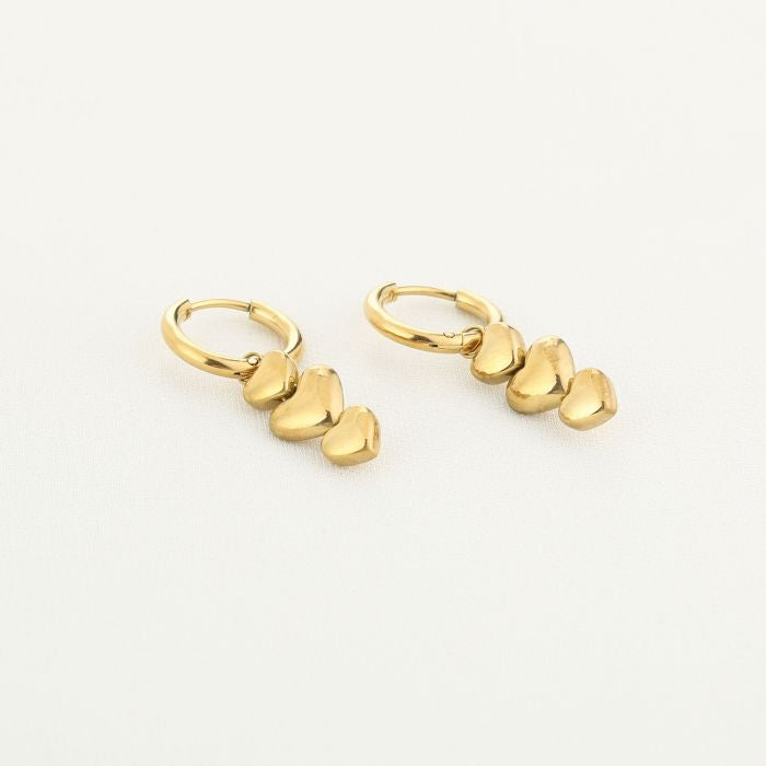 Triple hearts oorbellen