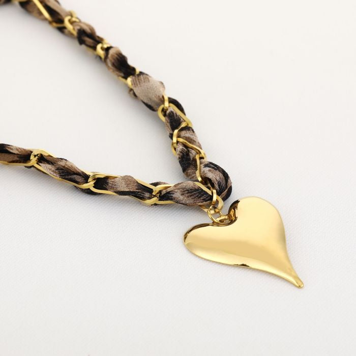 Stoffen ketting heart