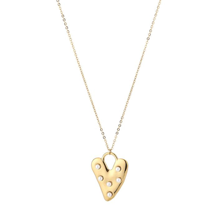 Lange pearly hearts ketting