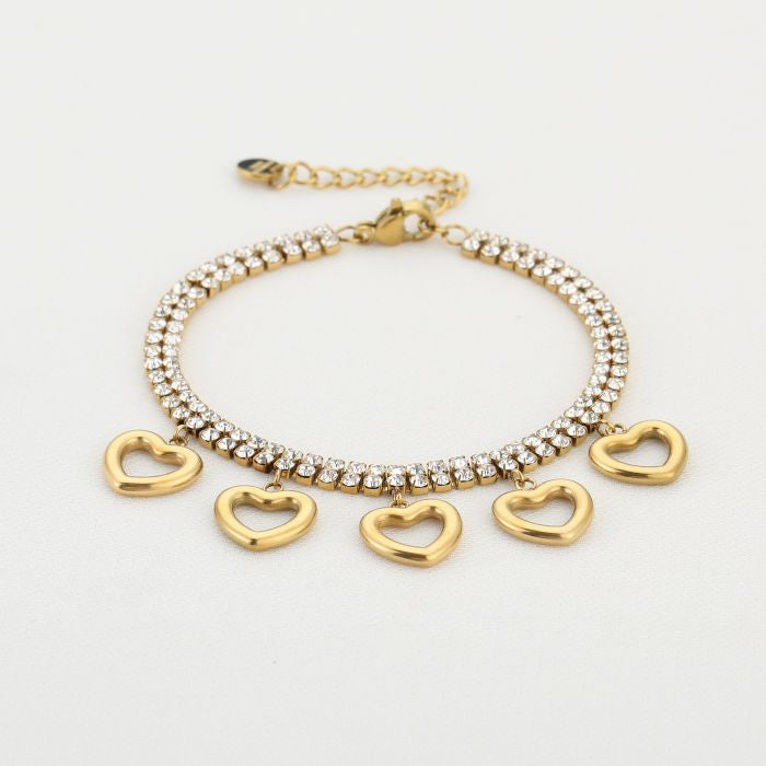 Sparkle open hearts armband