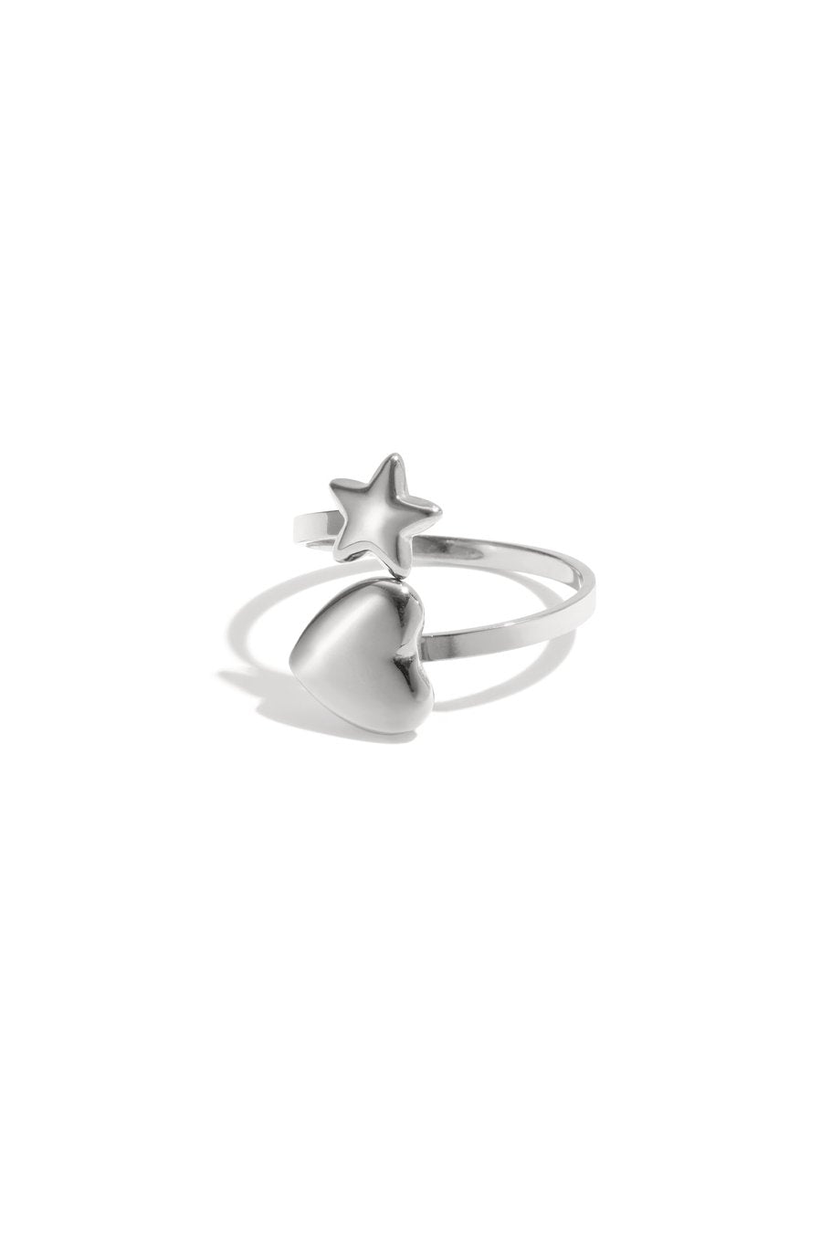 Double heart & star ring