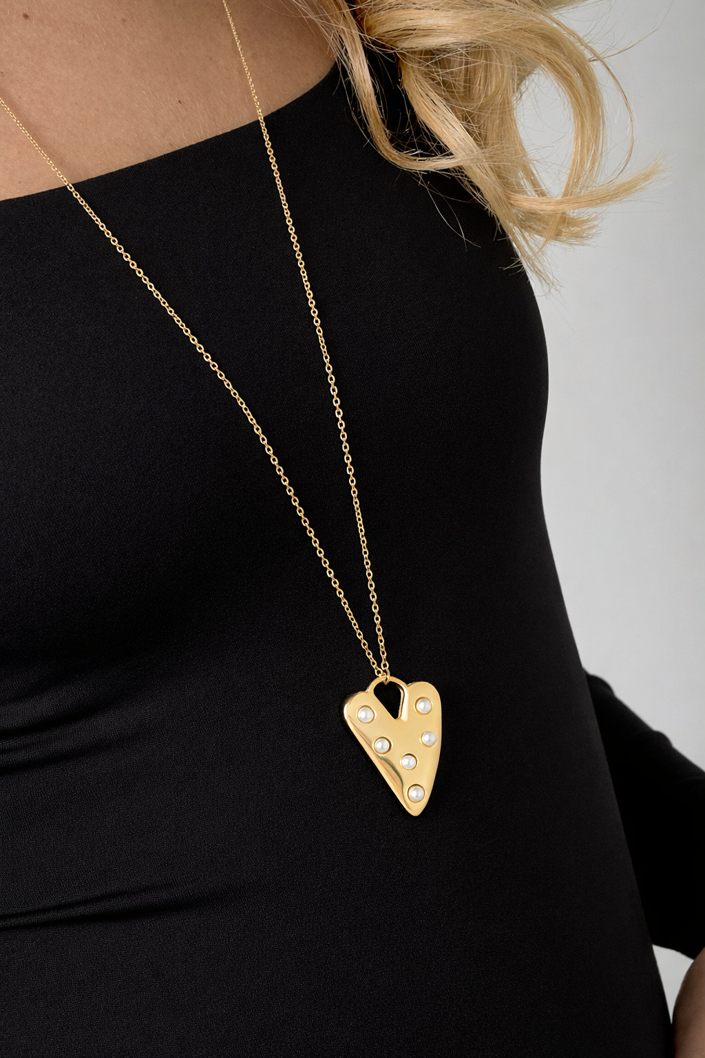 Lange pearly hearts ketting