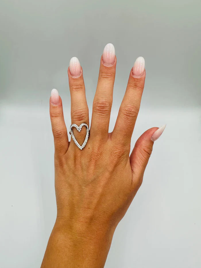Statement open strass harten ring