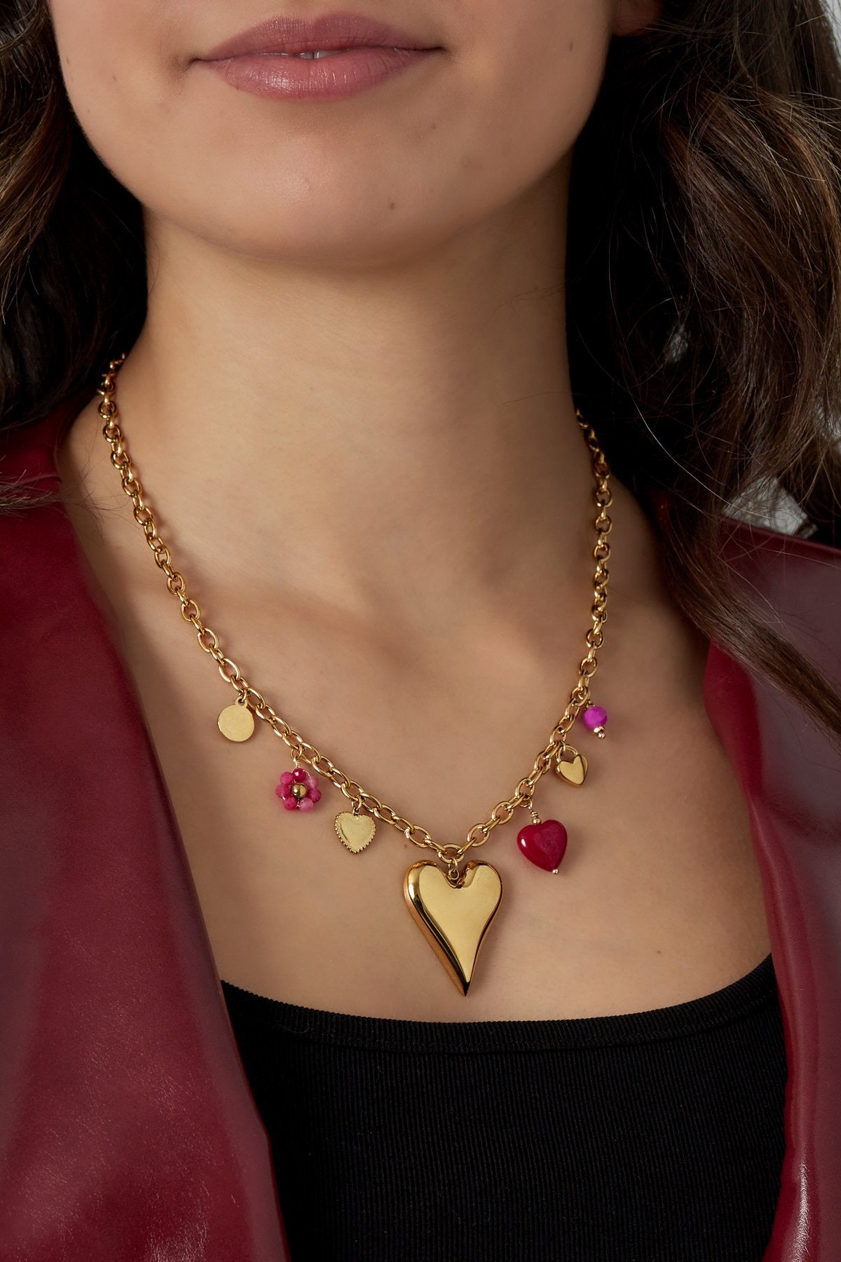 Pink charm bedelketting