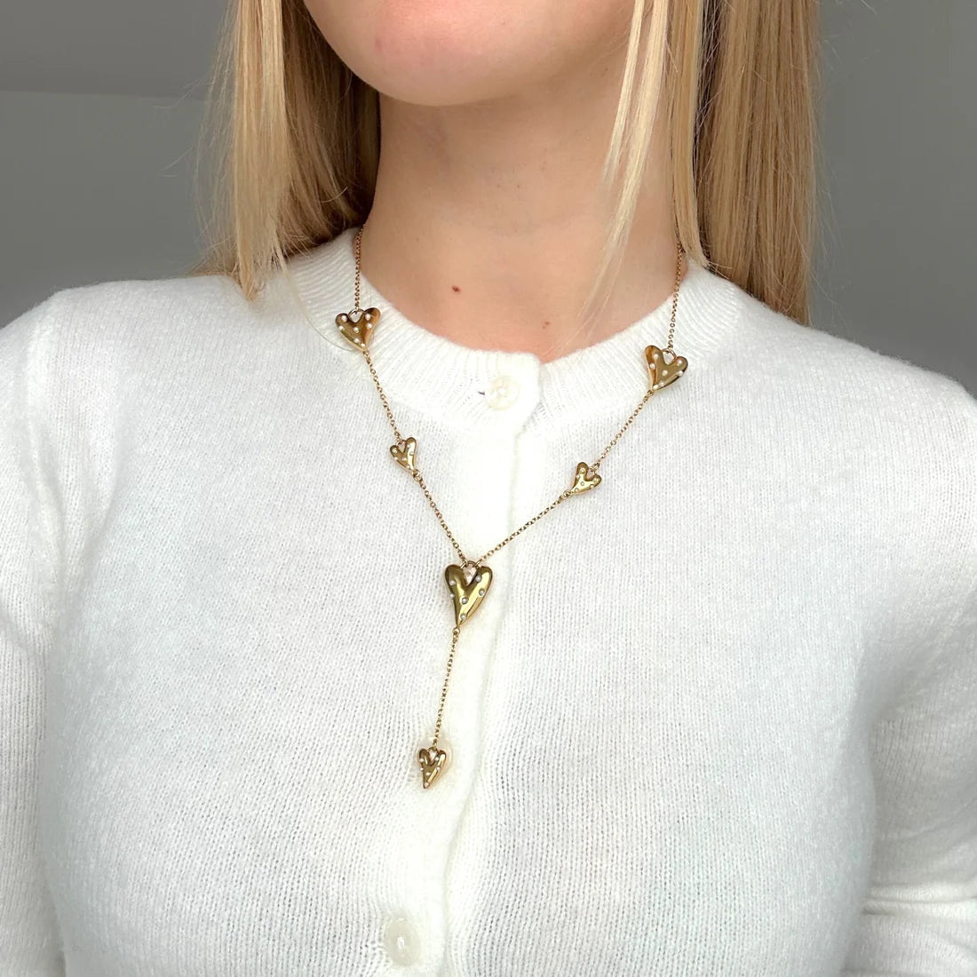 Pearly hearts Y ketting