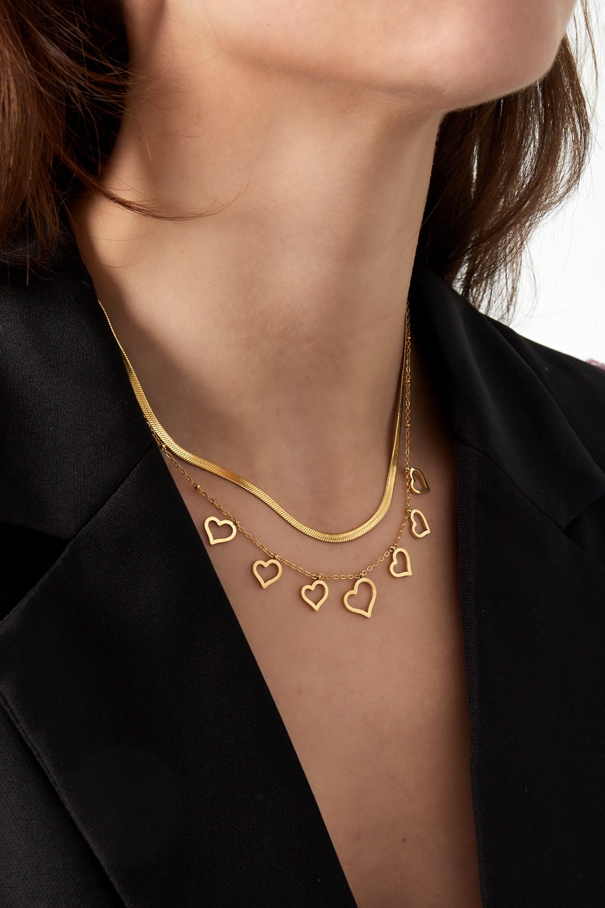 Layerd heart ketting