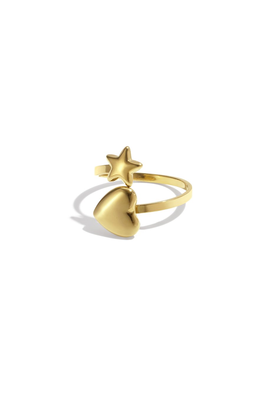 Double heart & star ring