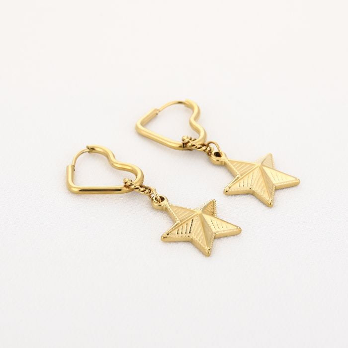 Heart & star oorbellen