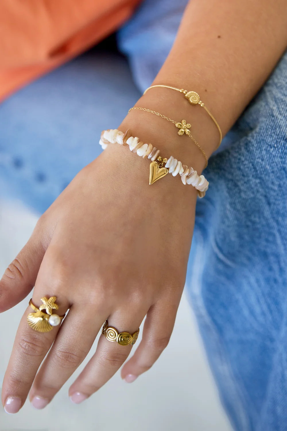 Heart & stones armband