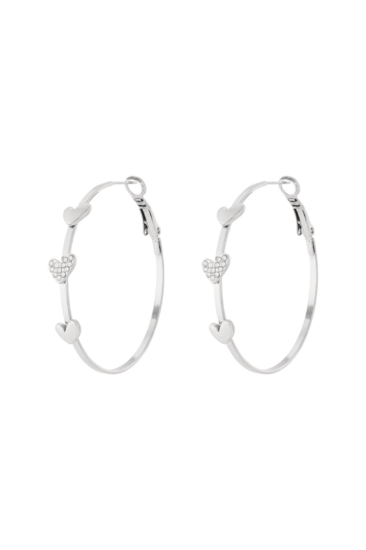 Strass heart hoops