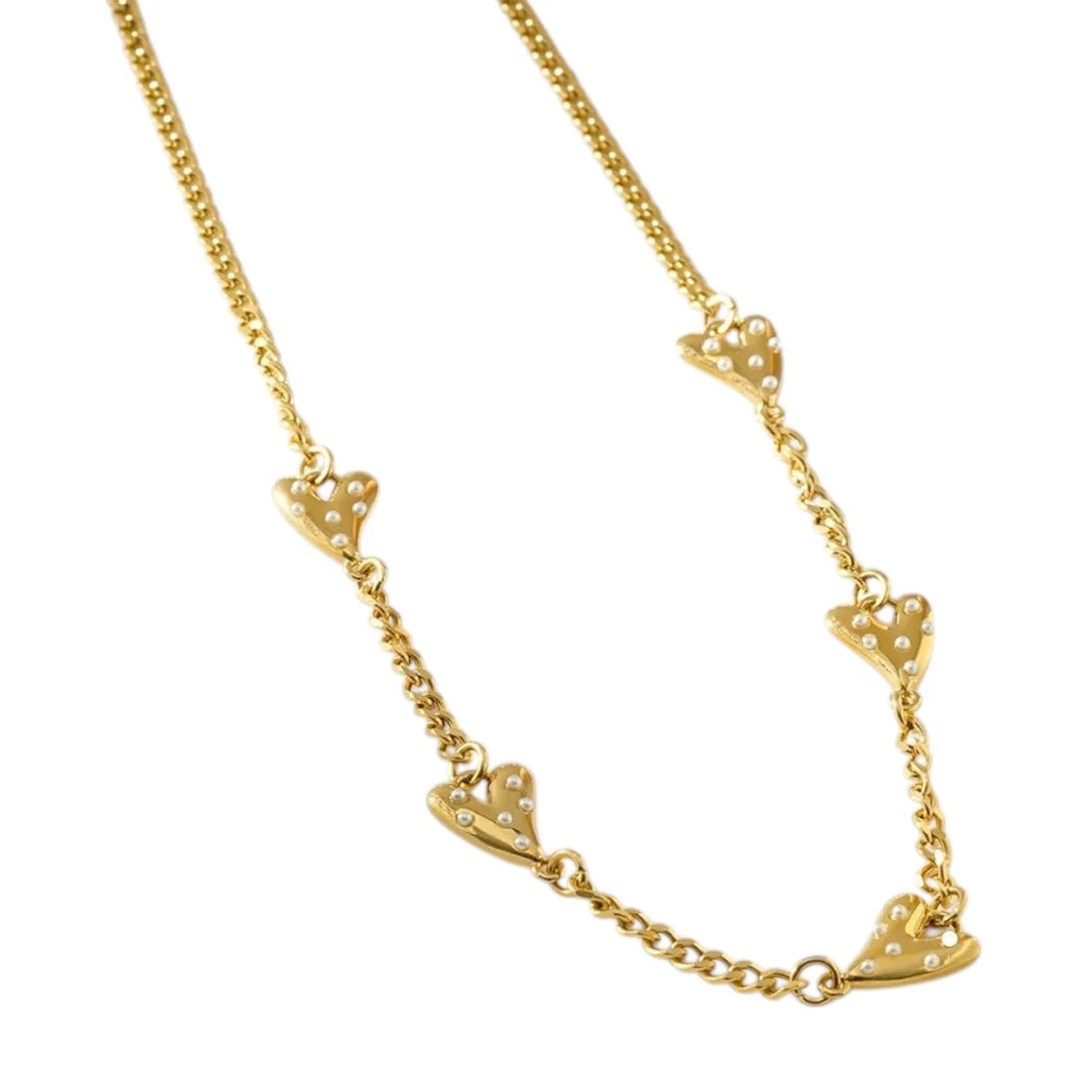 Heart & pearls mini ketting