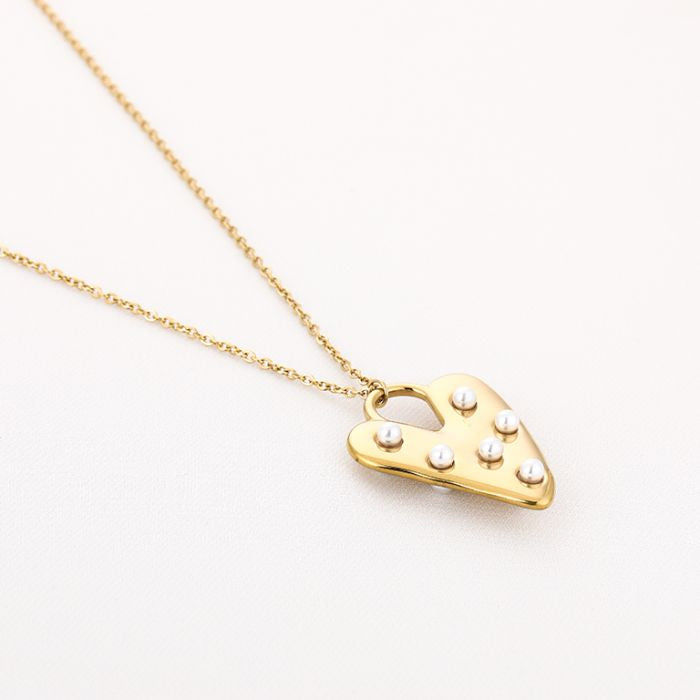Lange pearly hearts ketting