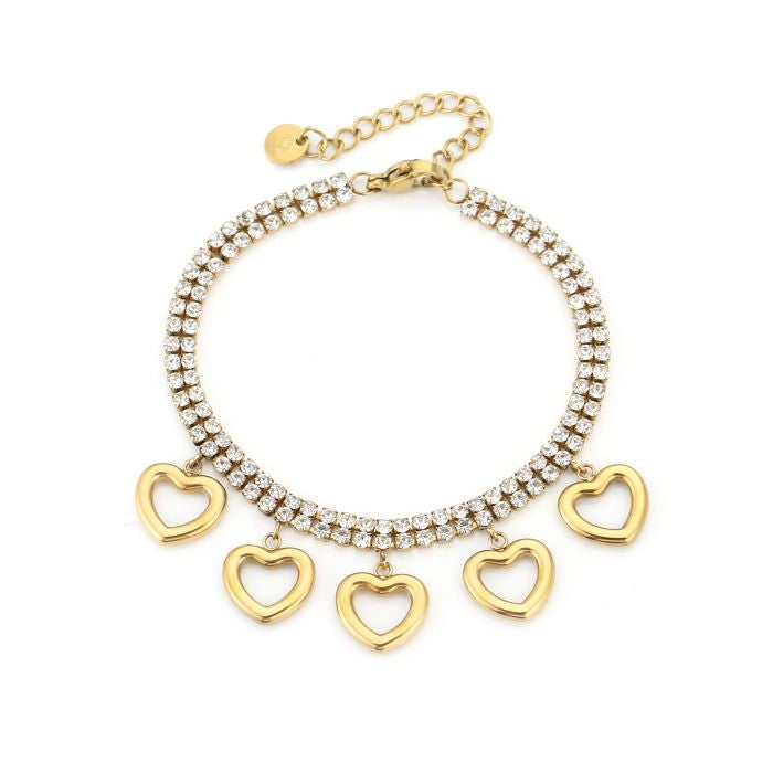 Sparkle open hearts armband