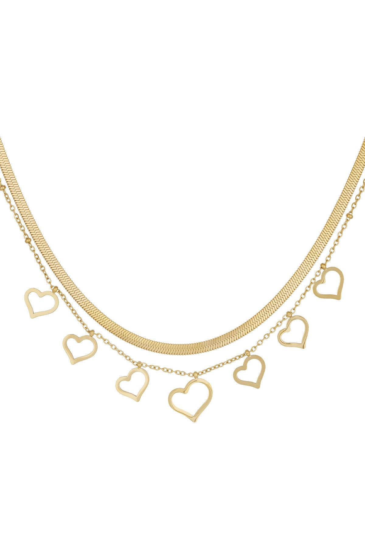 Layerd heart ketting