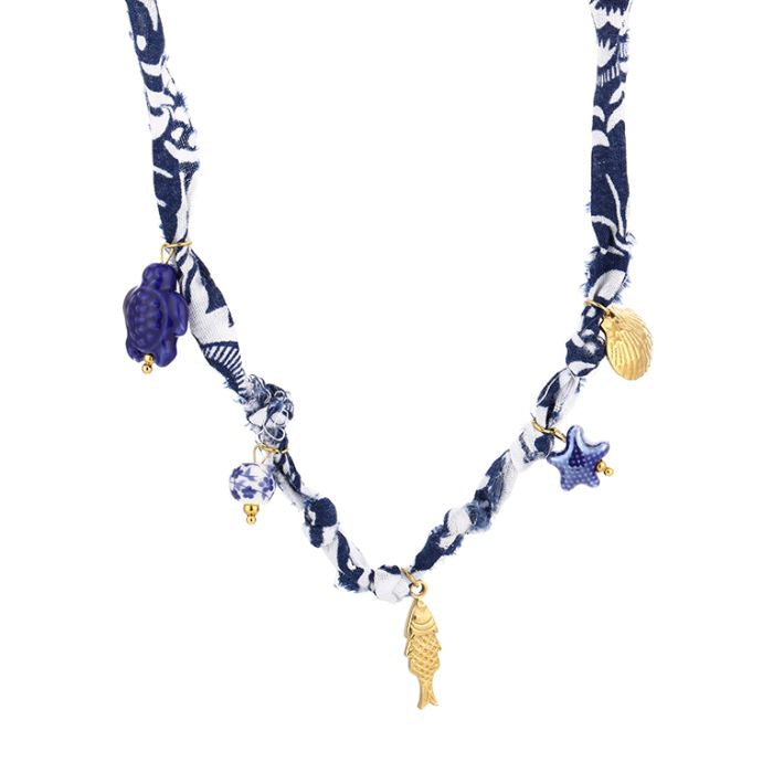 Stoffen bedelketting vis