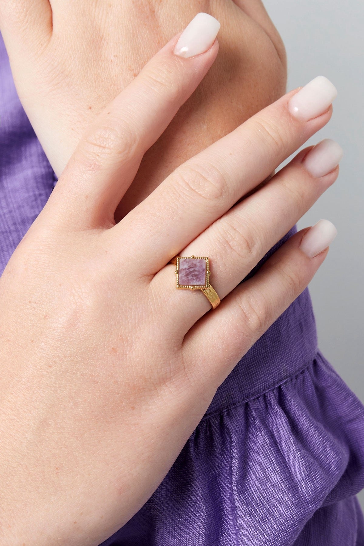 Ruit natuursteen ring
