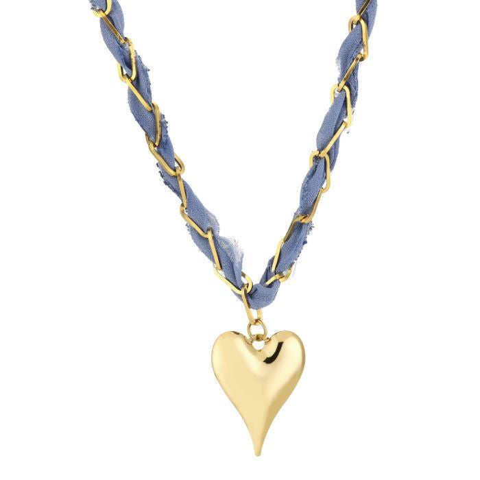 Stoffen ketting heart