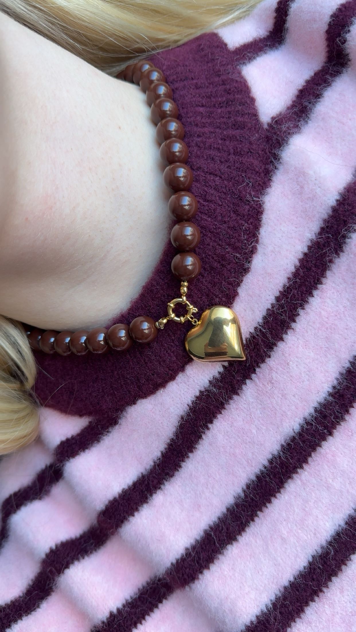 Kralen hartjes ketting