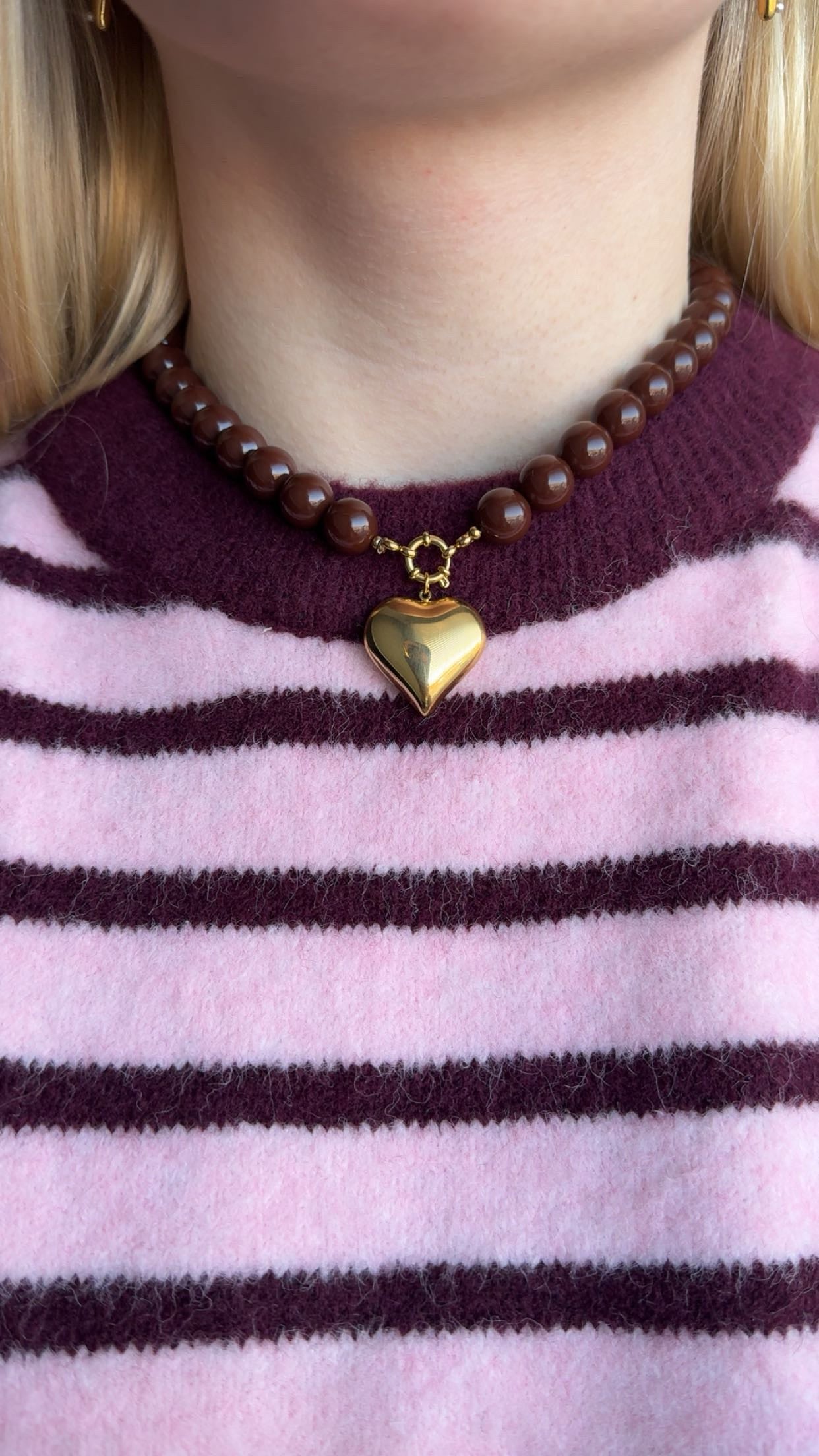 Kralen hartjes ketting