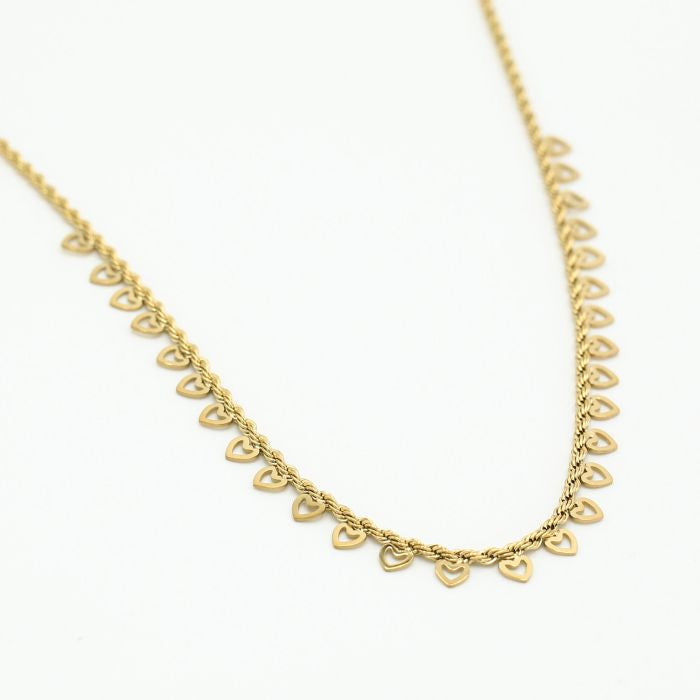 Gedraaide ketting met open hartjes