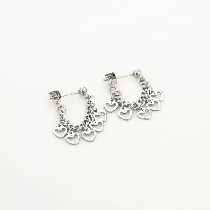 Chain open hearts oorbellen