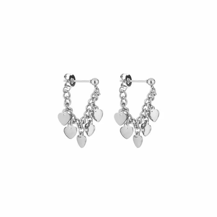 Chain hearts oorbellen