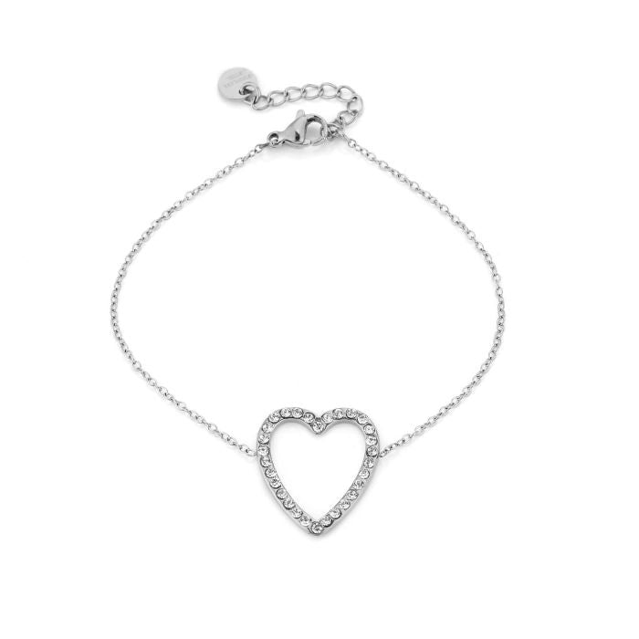 Strass open heart armband