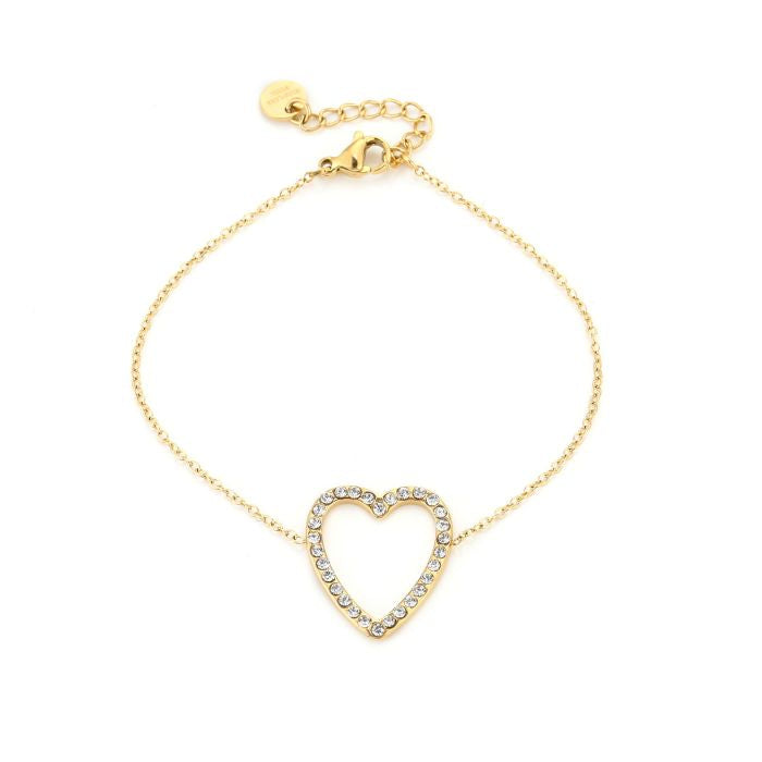 Strass open heart armband