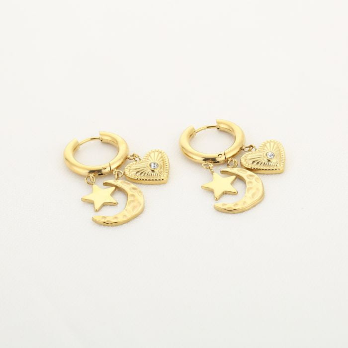 Moon & stars oorbellen
