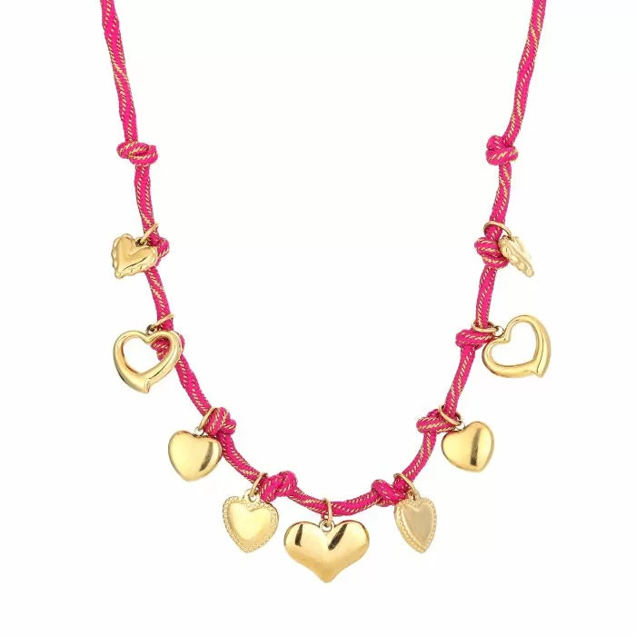 Touw hartjes bedelketting