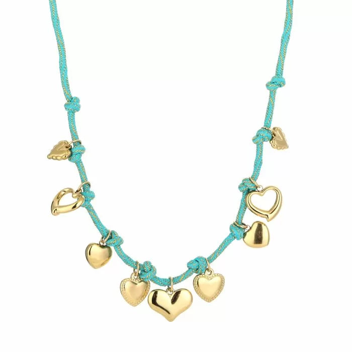 Touw hartjes bedelketting