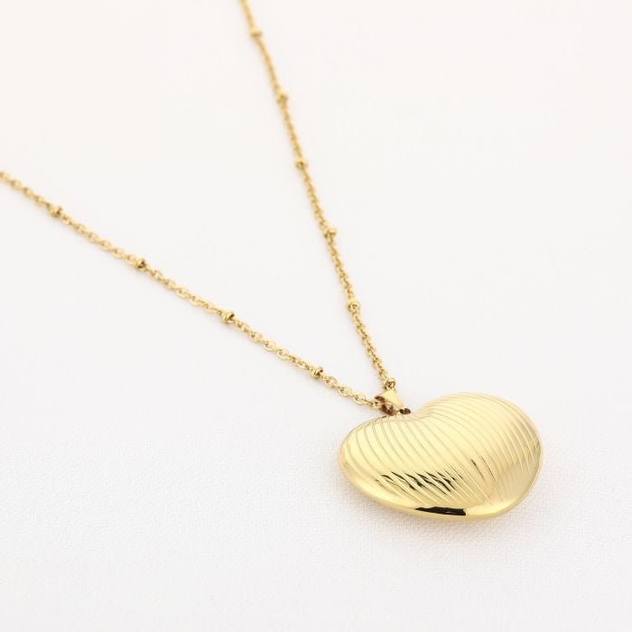 Striped heart lange ketting