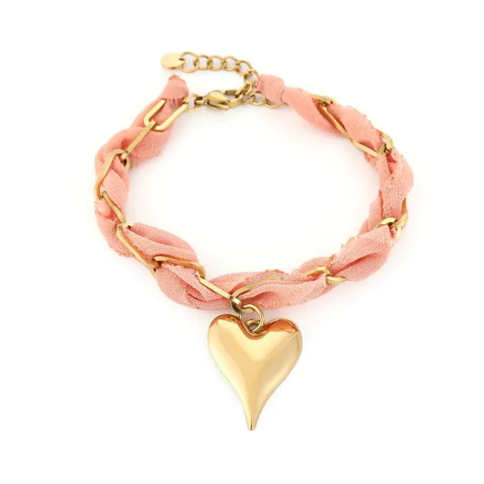 Stof hartjes armband