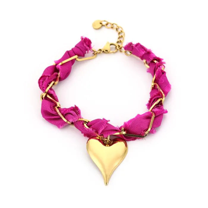 Stof hartjes armband