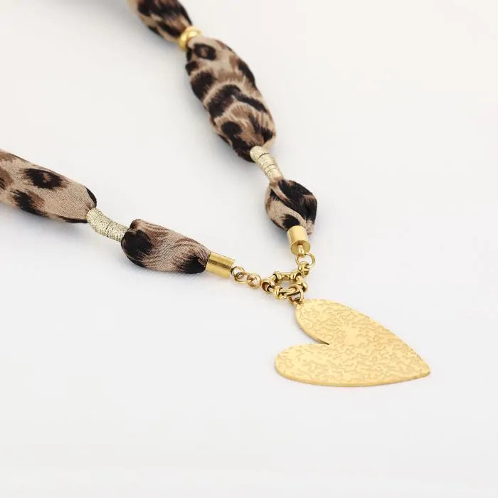 Stoffen panterprint ketting