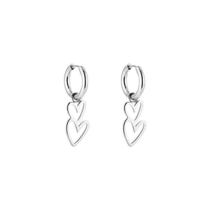 Double hearts oorbellen