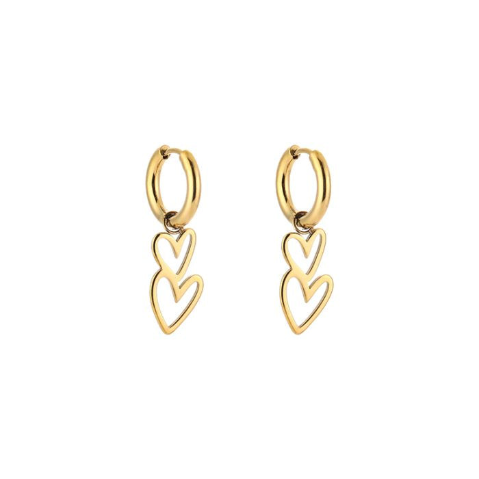 Double hearts oorbellen