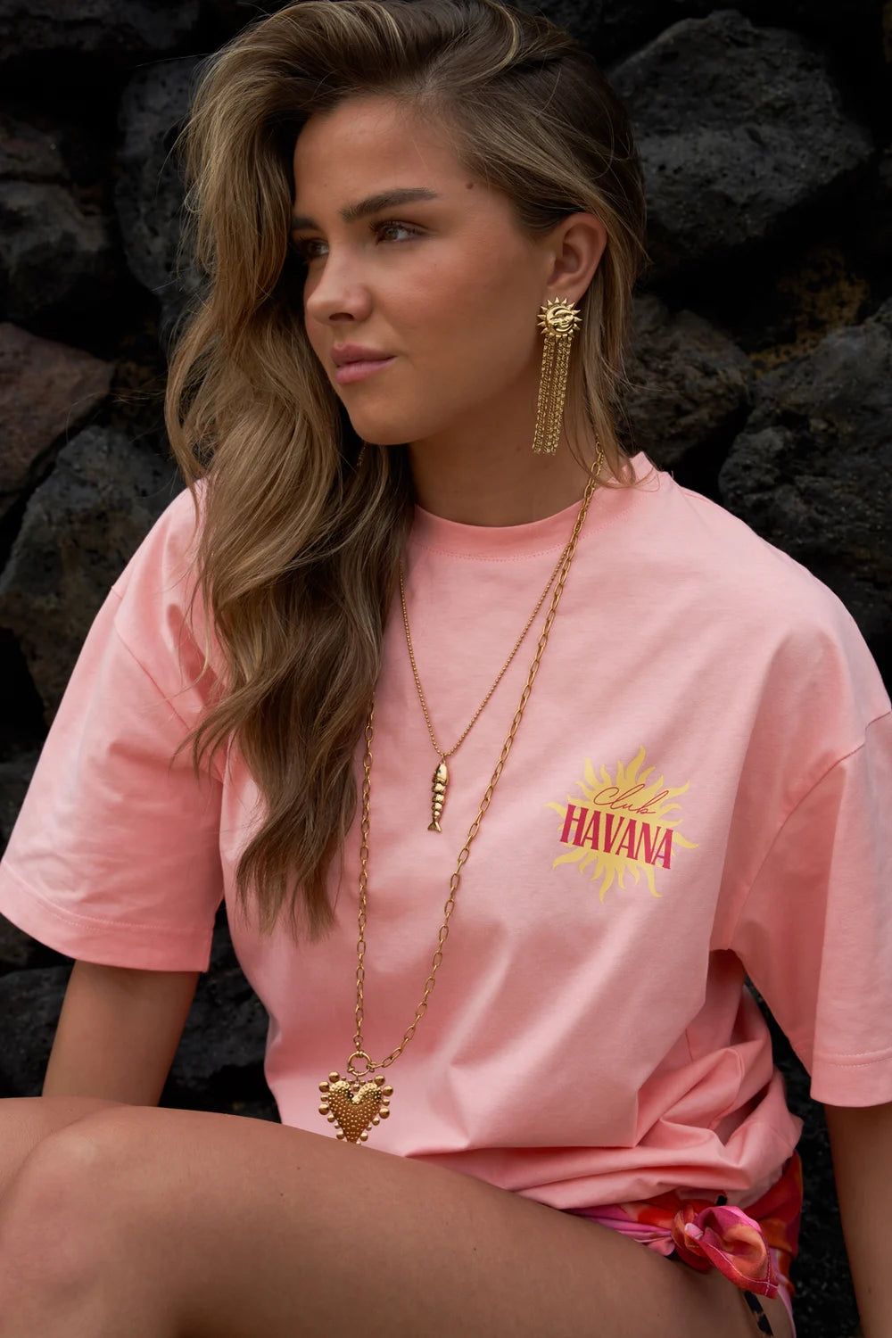 Chunky heart lange ketting