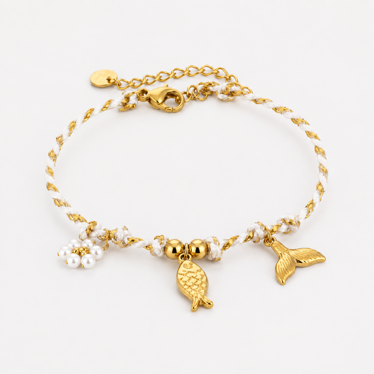 Witte touw bedel armband