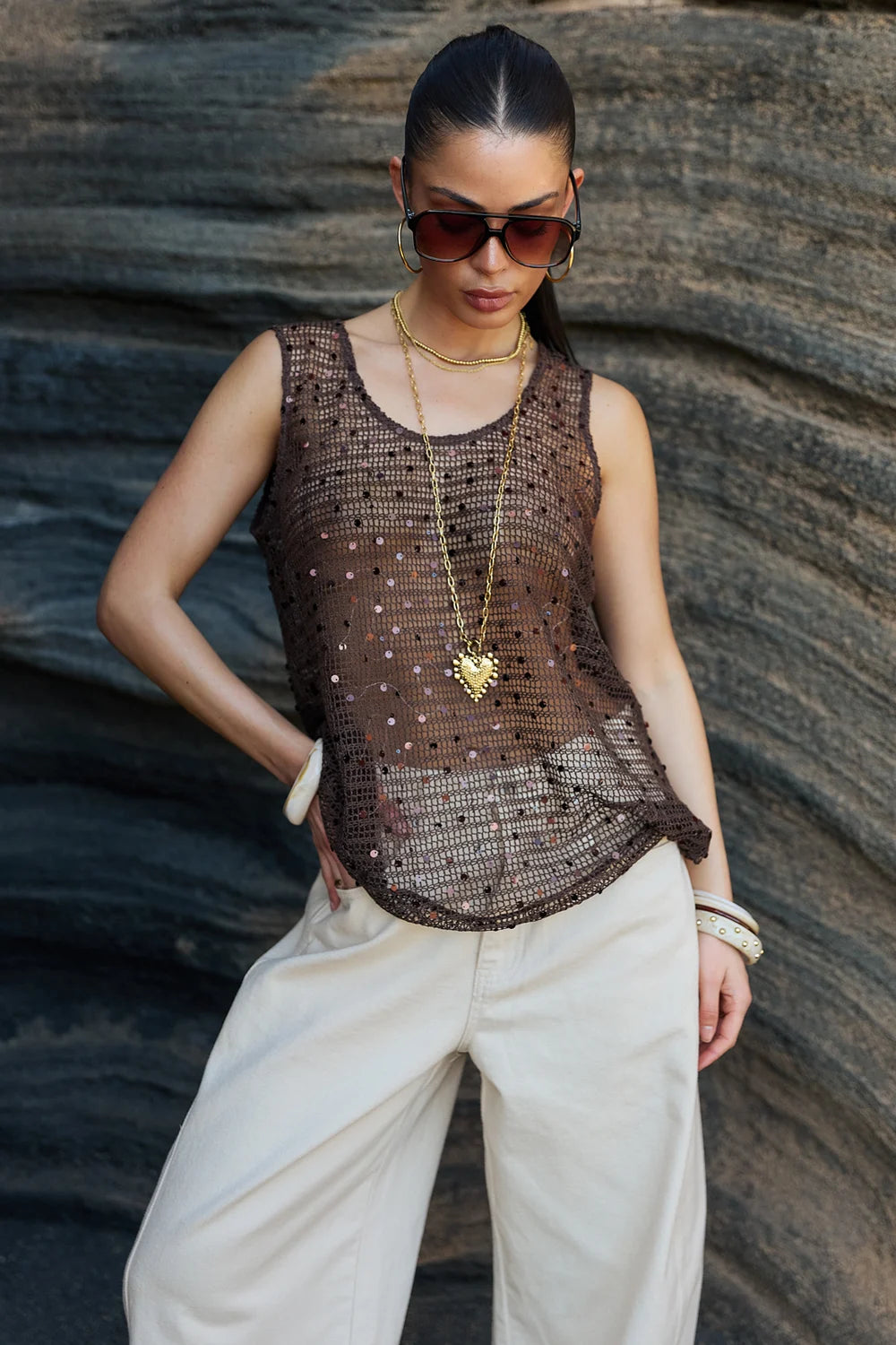 Chunky heart lange ketting
