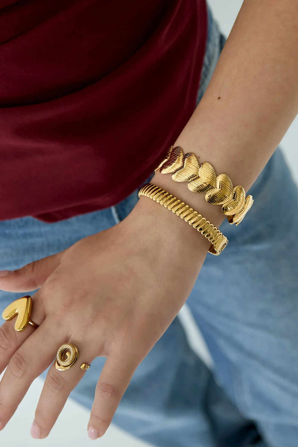 Striped hearts bangle