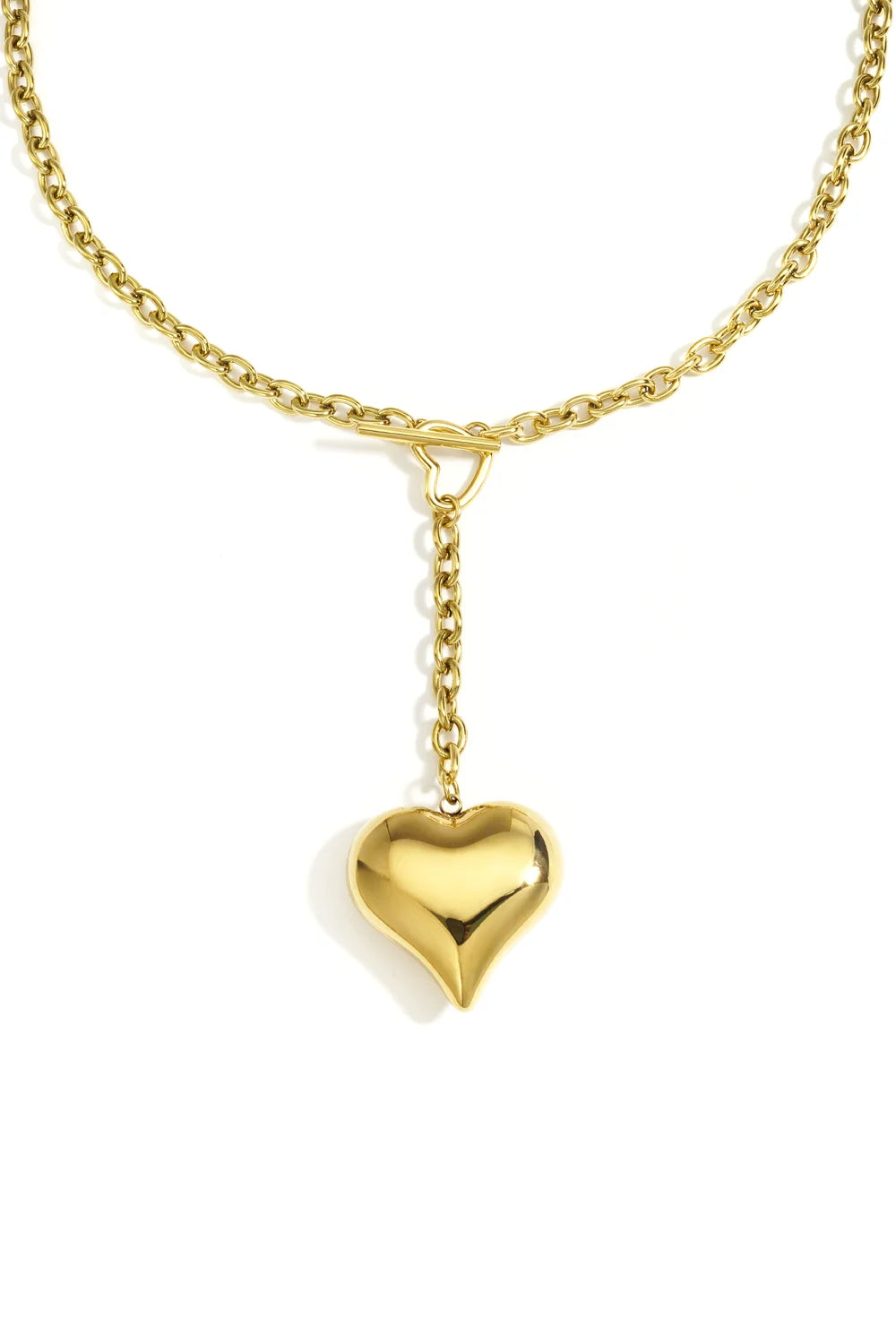 Chunky heart Y ketting