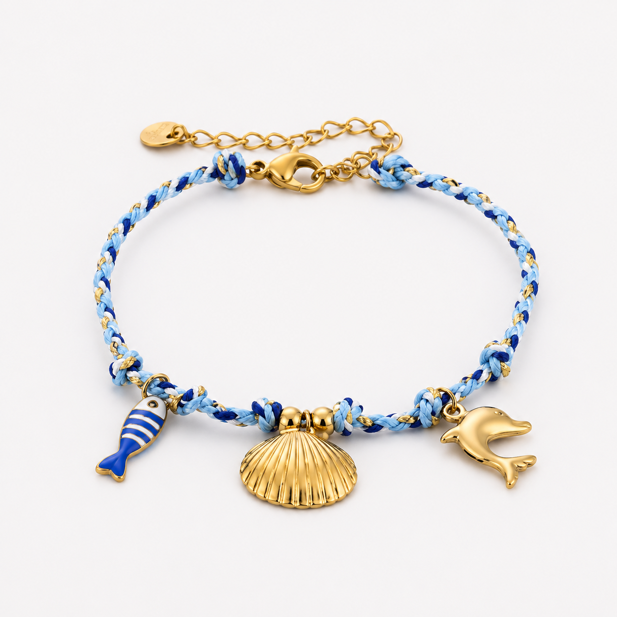 Blauwe touw bedel armband