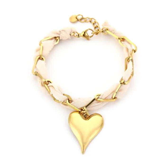 Stof hartjes armband